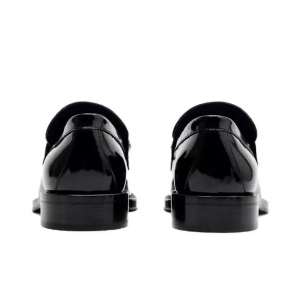 $990- Burberry 8080103 Men's Black Barbed Leather Casual Loafer Shoes - US 9.5 - Picture 4 of 7
